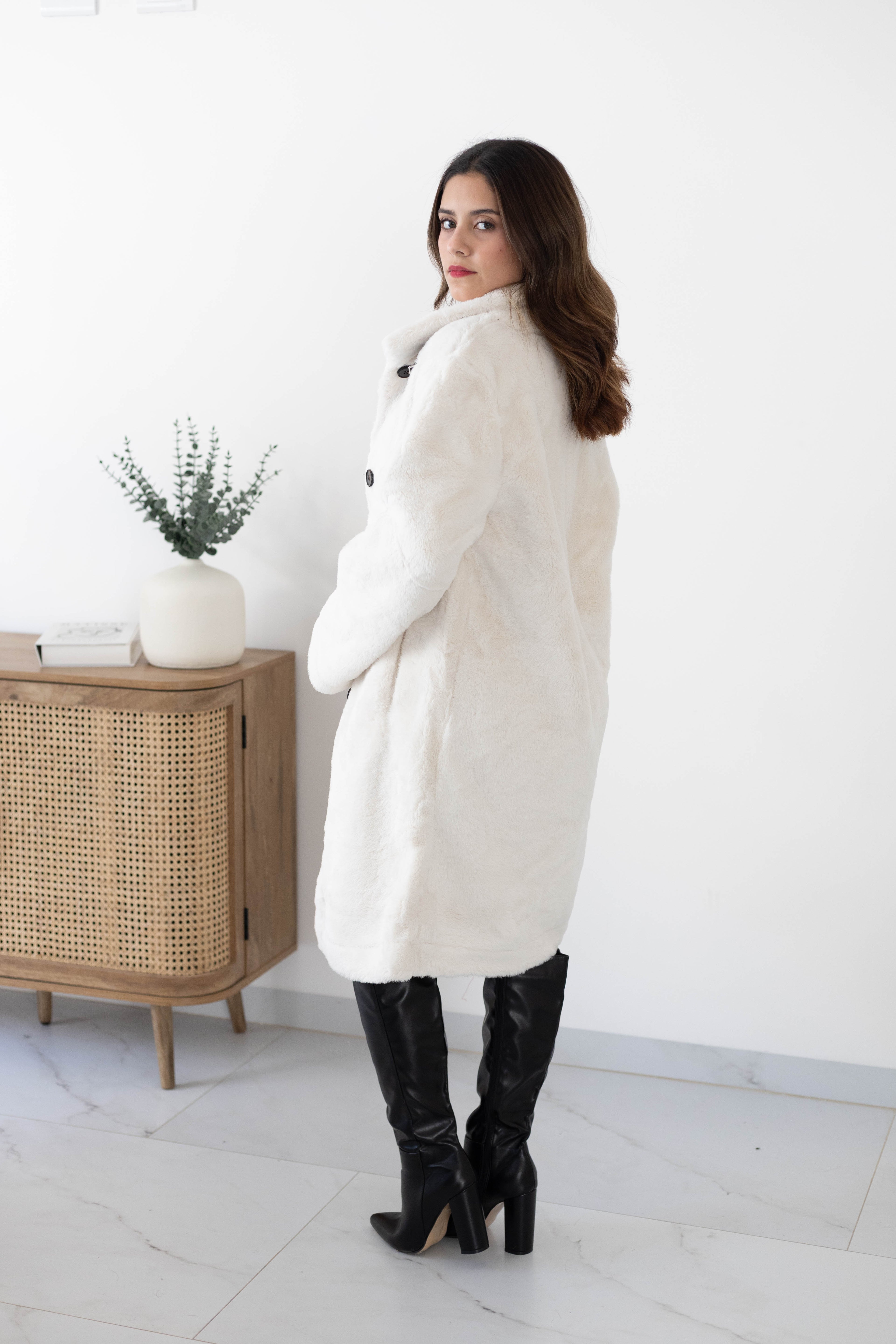 Abrigo peluche largo