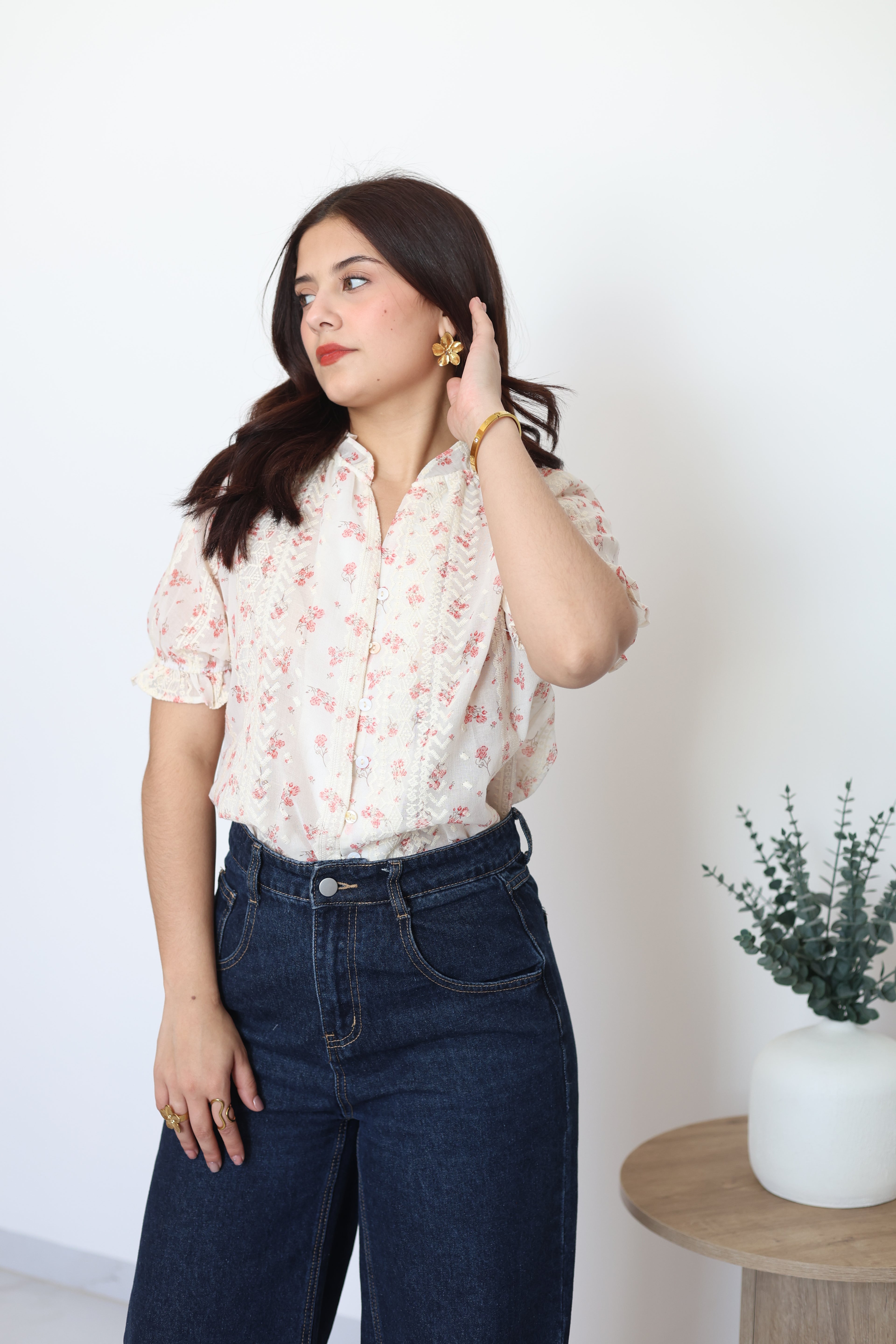 Blusa bordada rosa