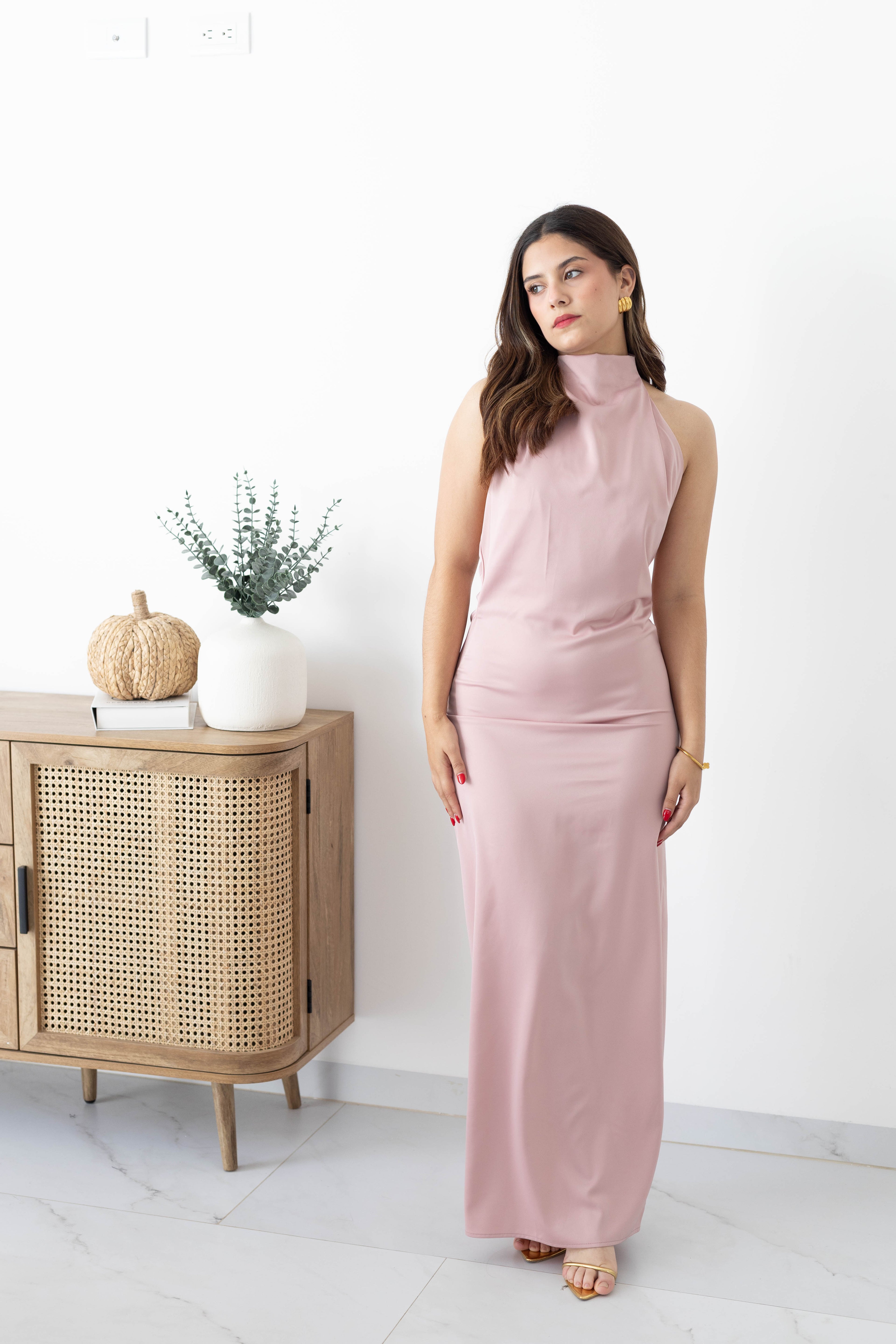 Vestido satin halter