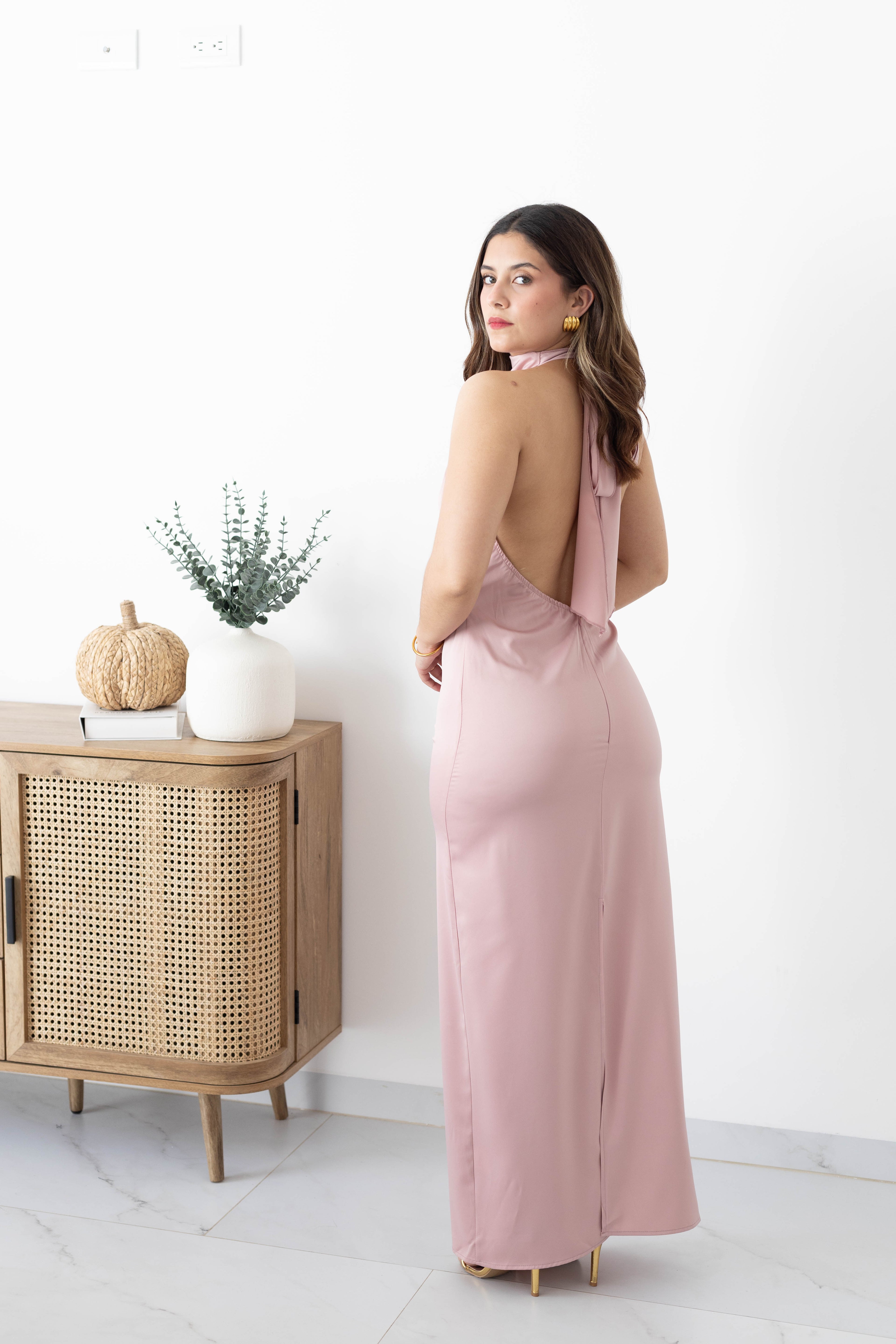 Vestido satin halter