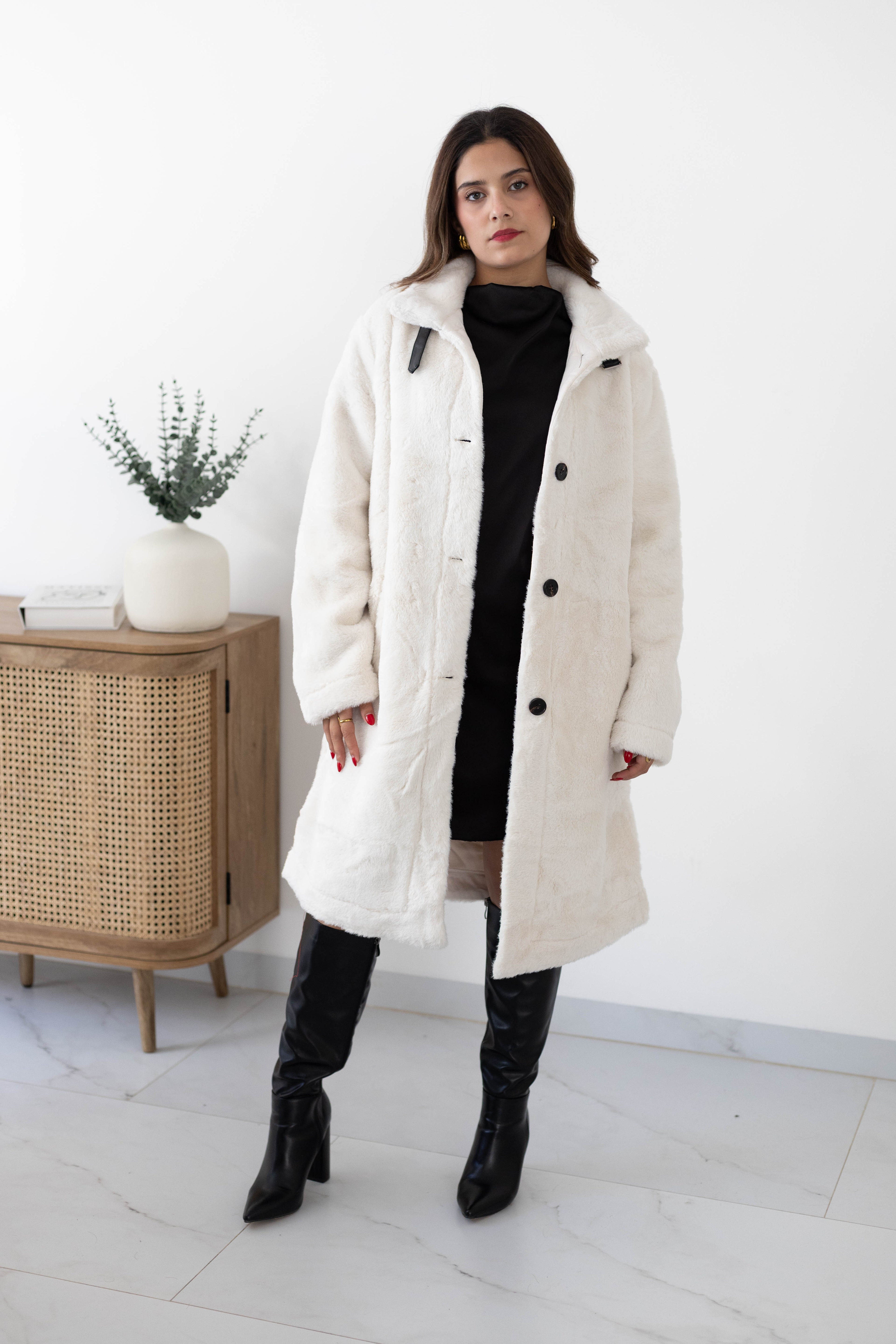 Abrigo peluche largo