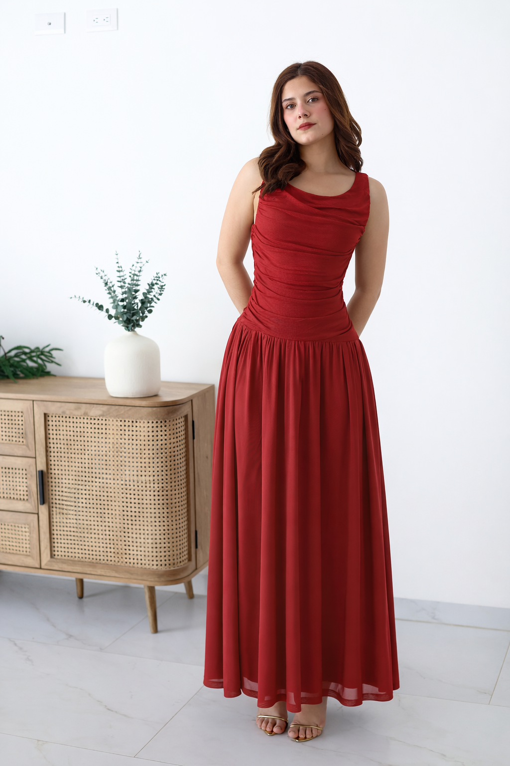 Vestido mesh corrugado