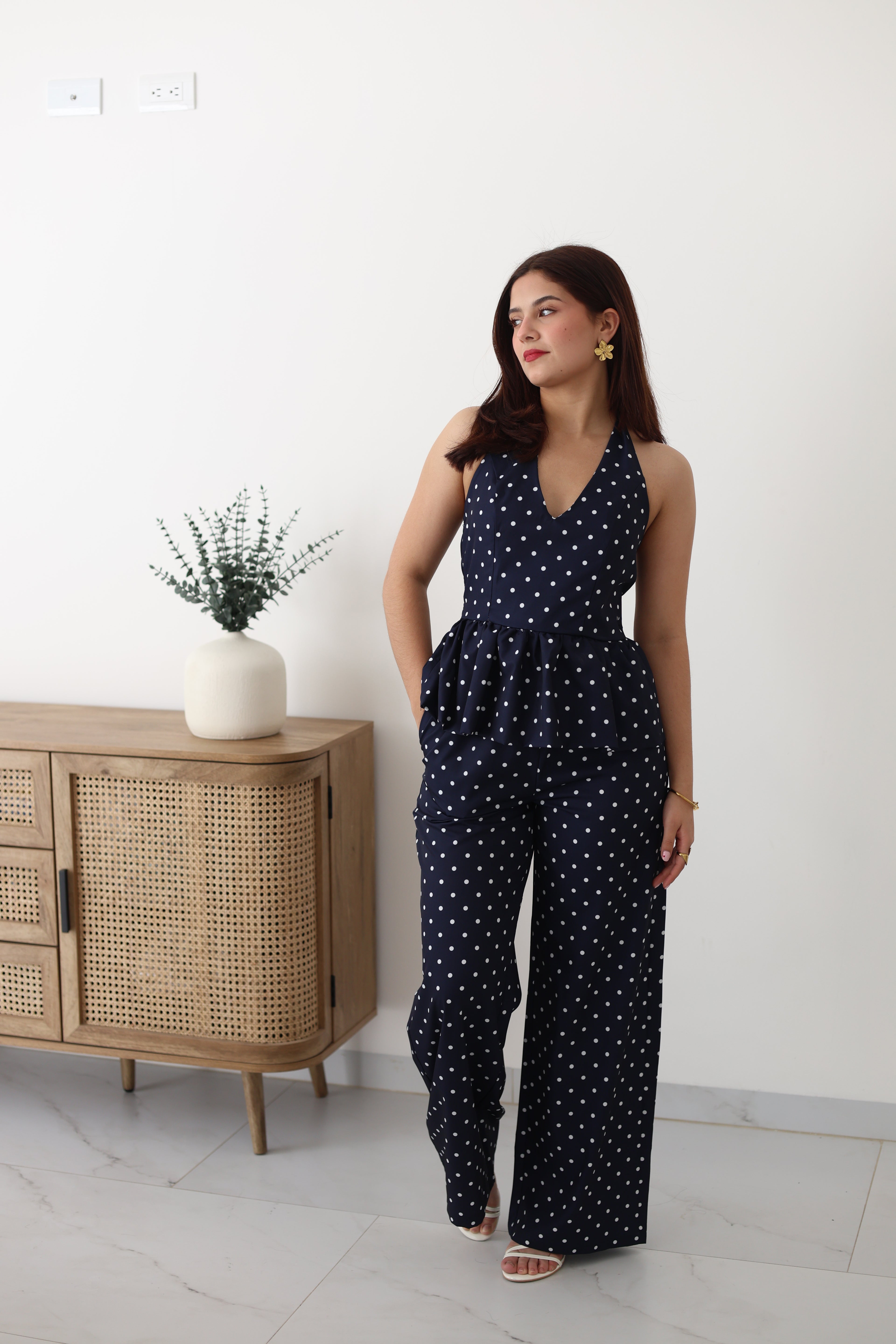 Conjunto 2pz puntos azul marino