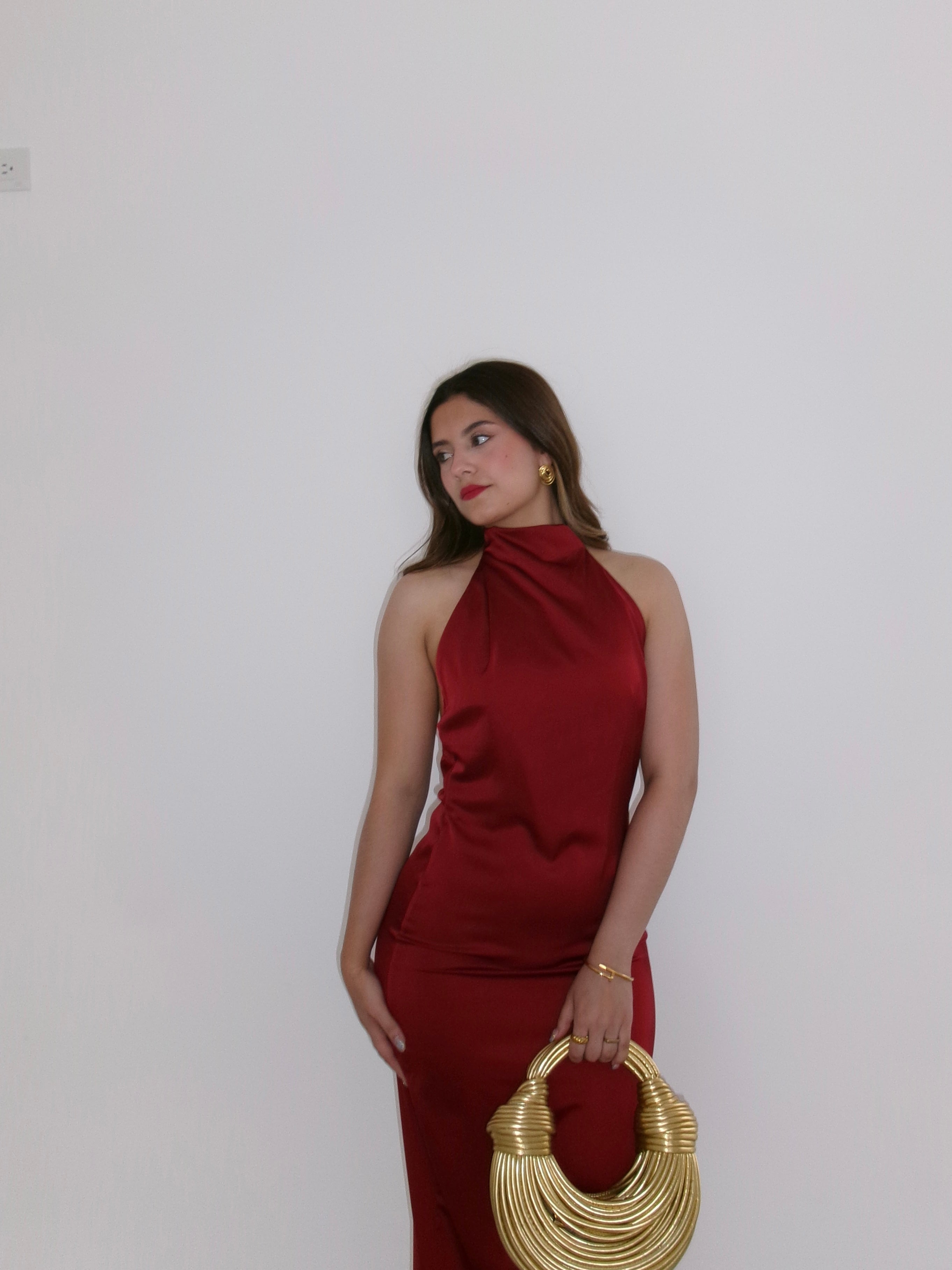 Vestido satin halter