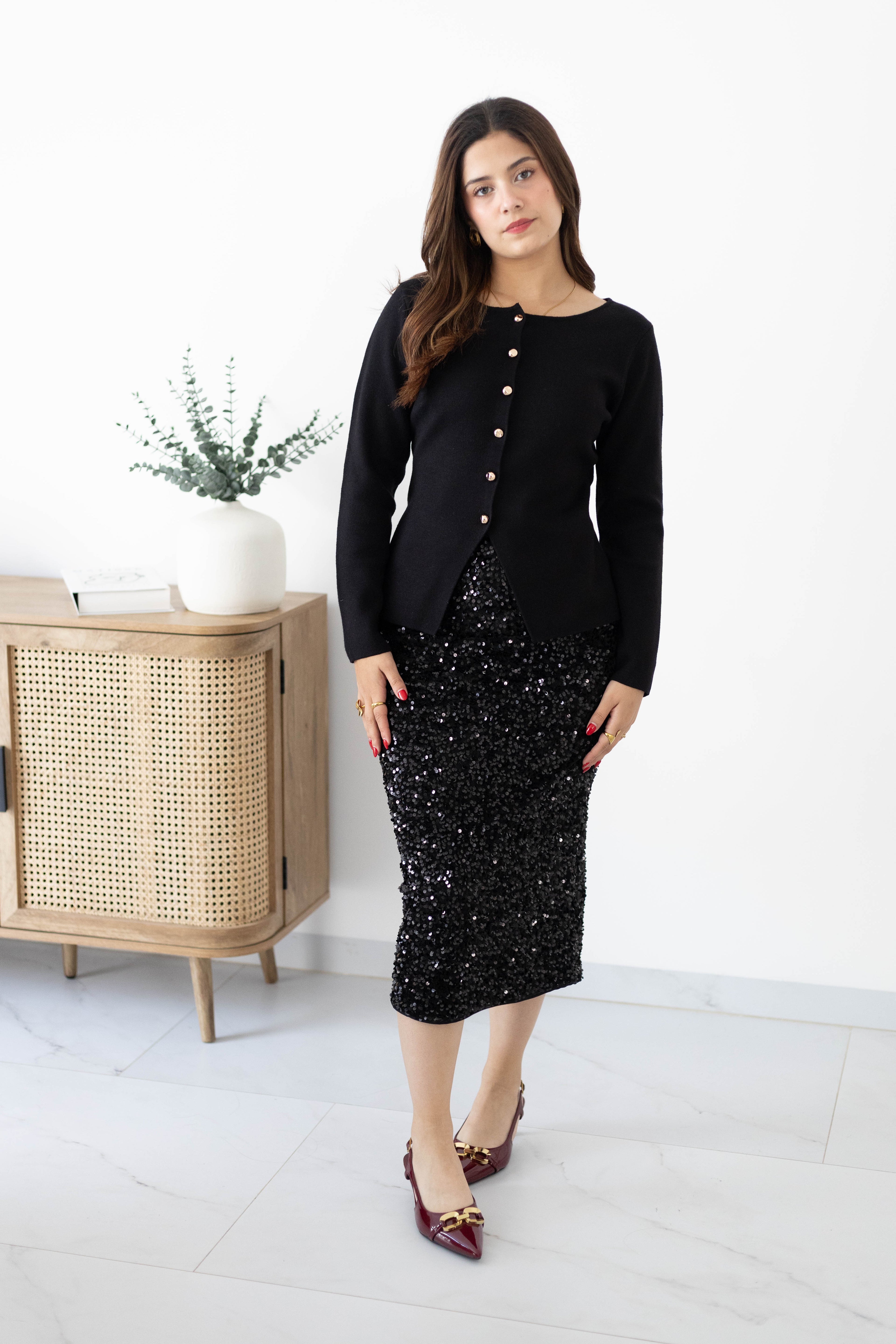 Falda lentejuela larga