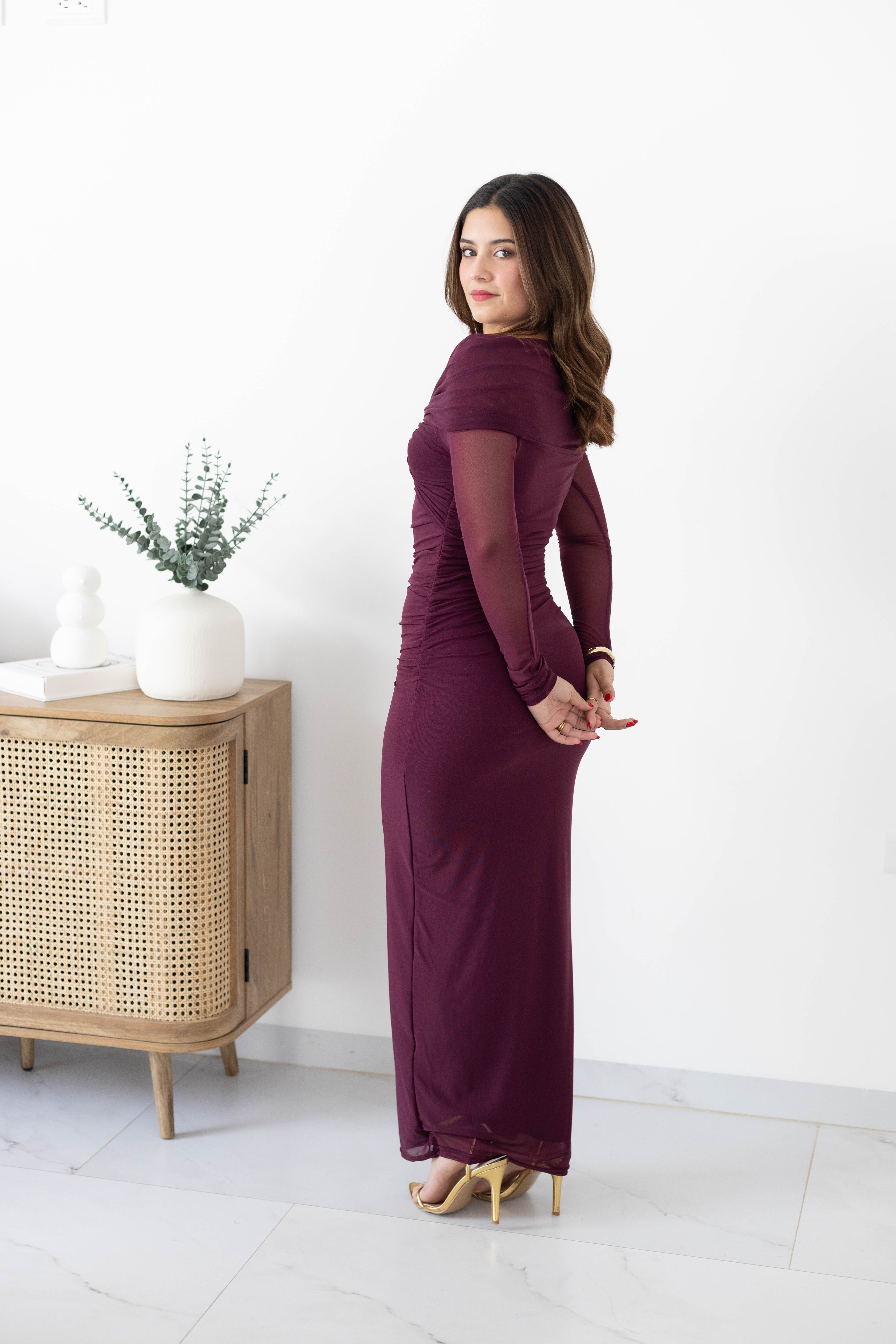 Vestido uva manga campesina