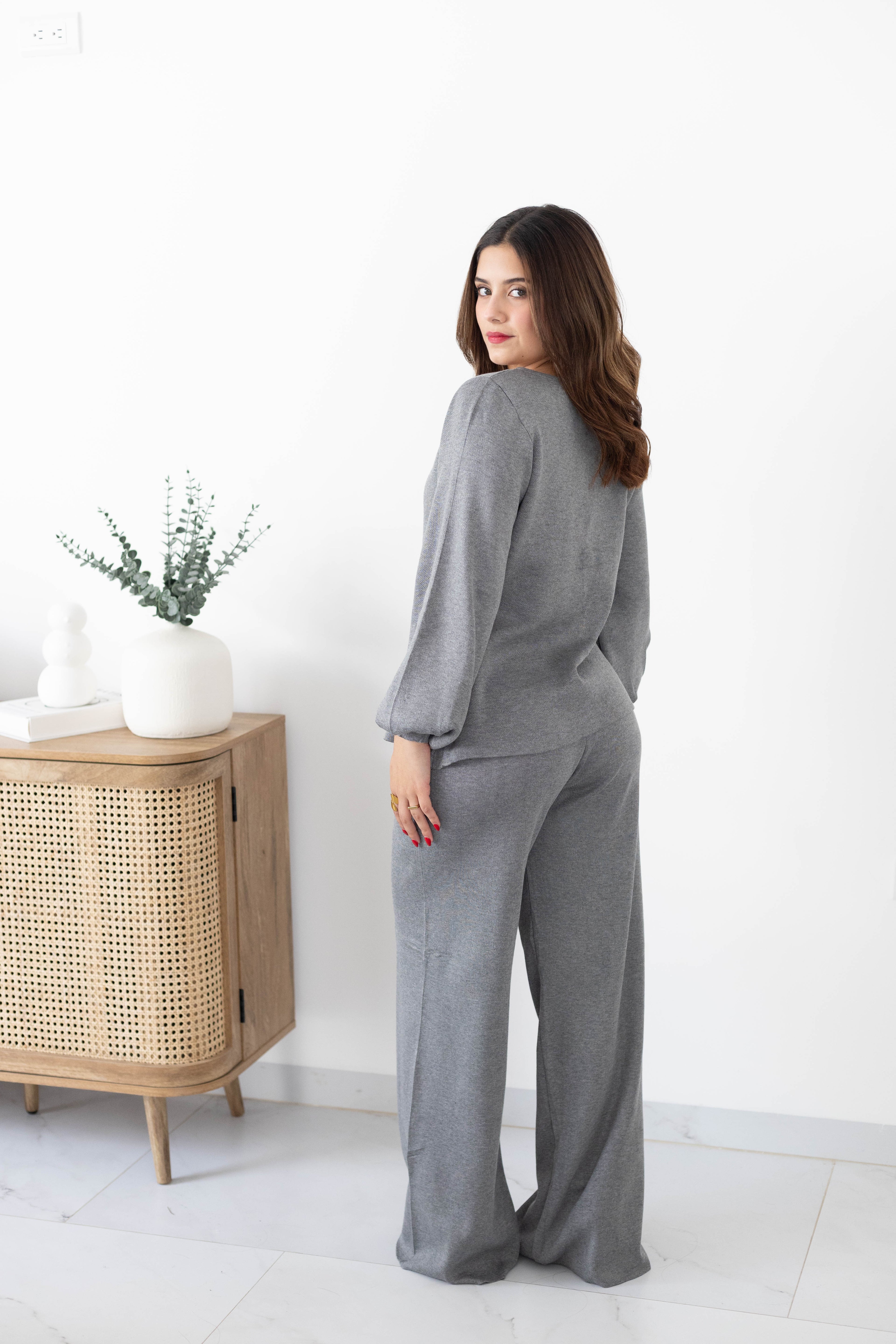 Conjunto 2pz tejido botones dorados