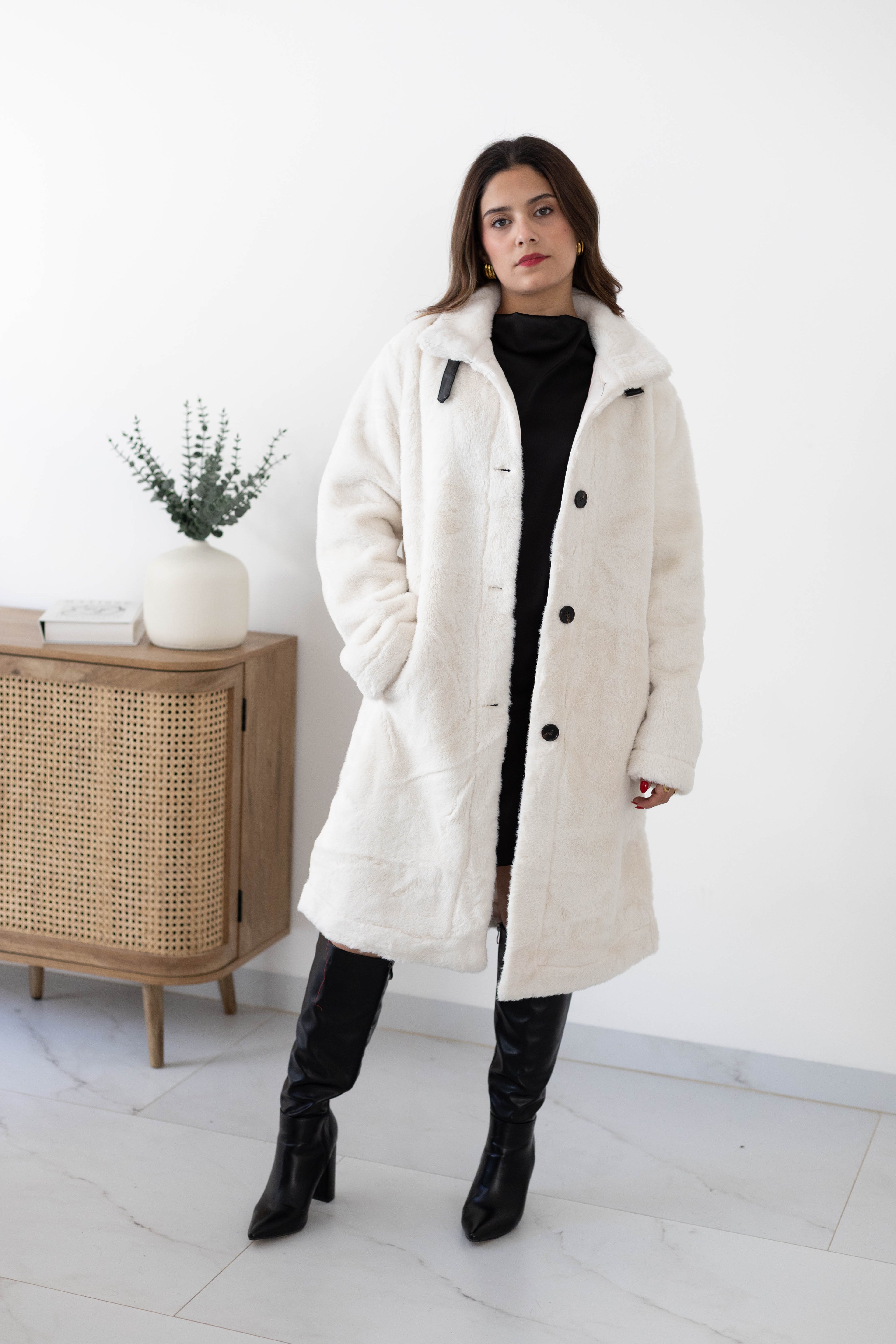 Abrigo peluche largo