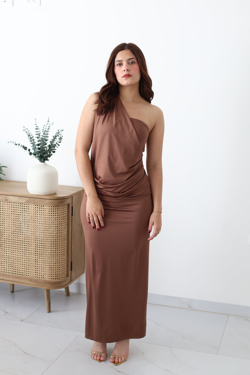 Vestido largo licra corbatín