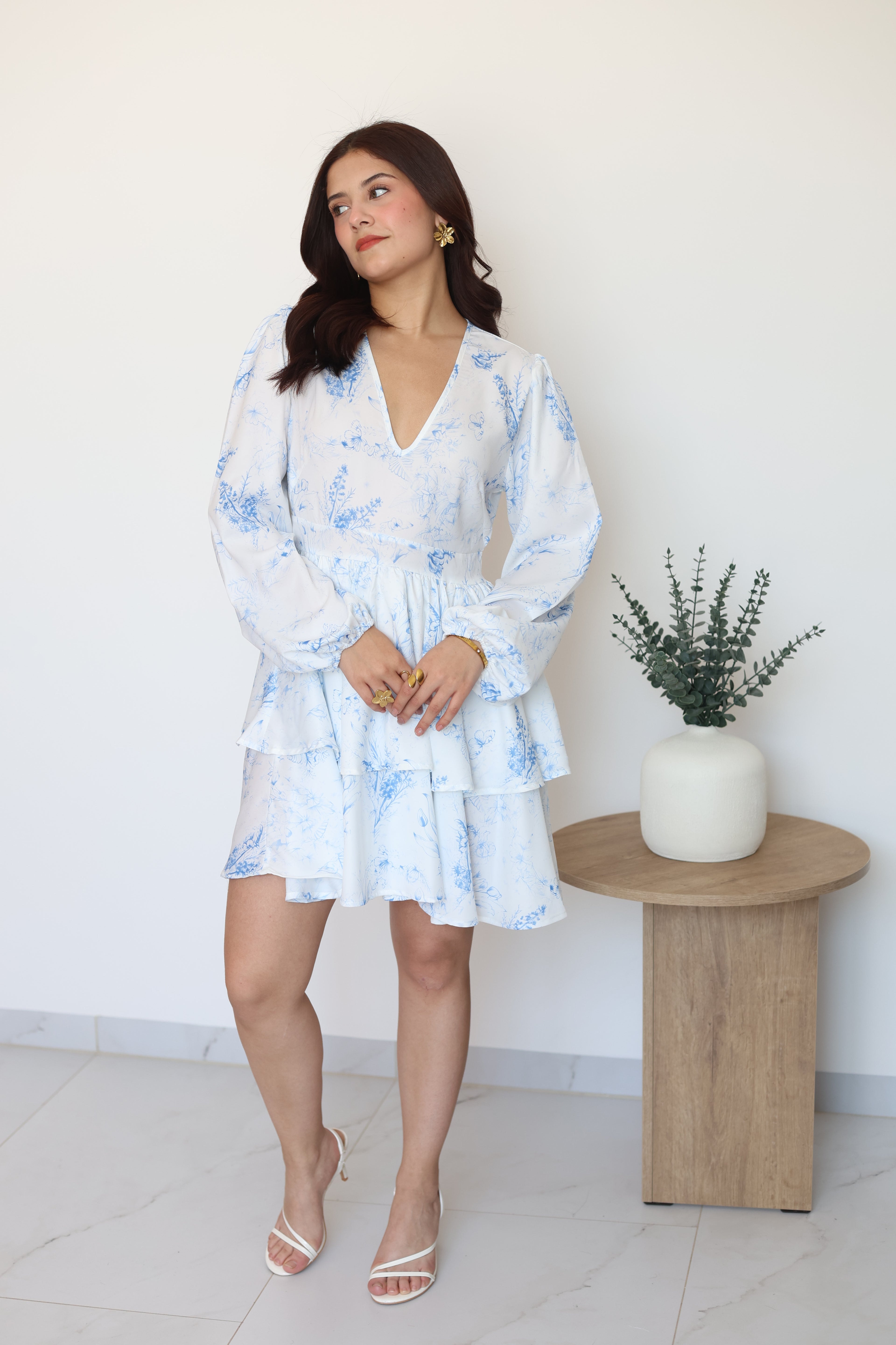 Vestido corto manga larga