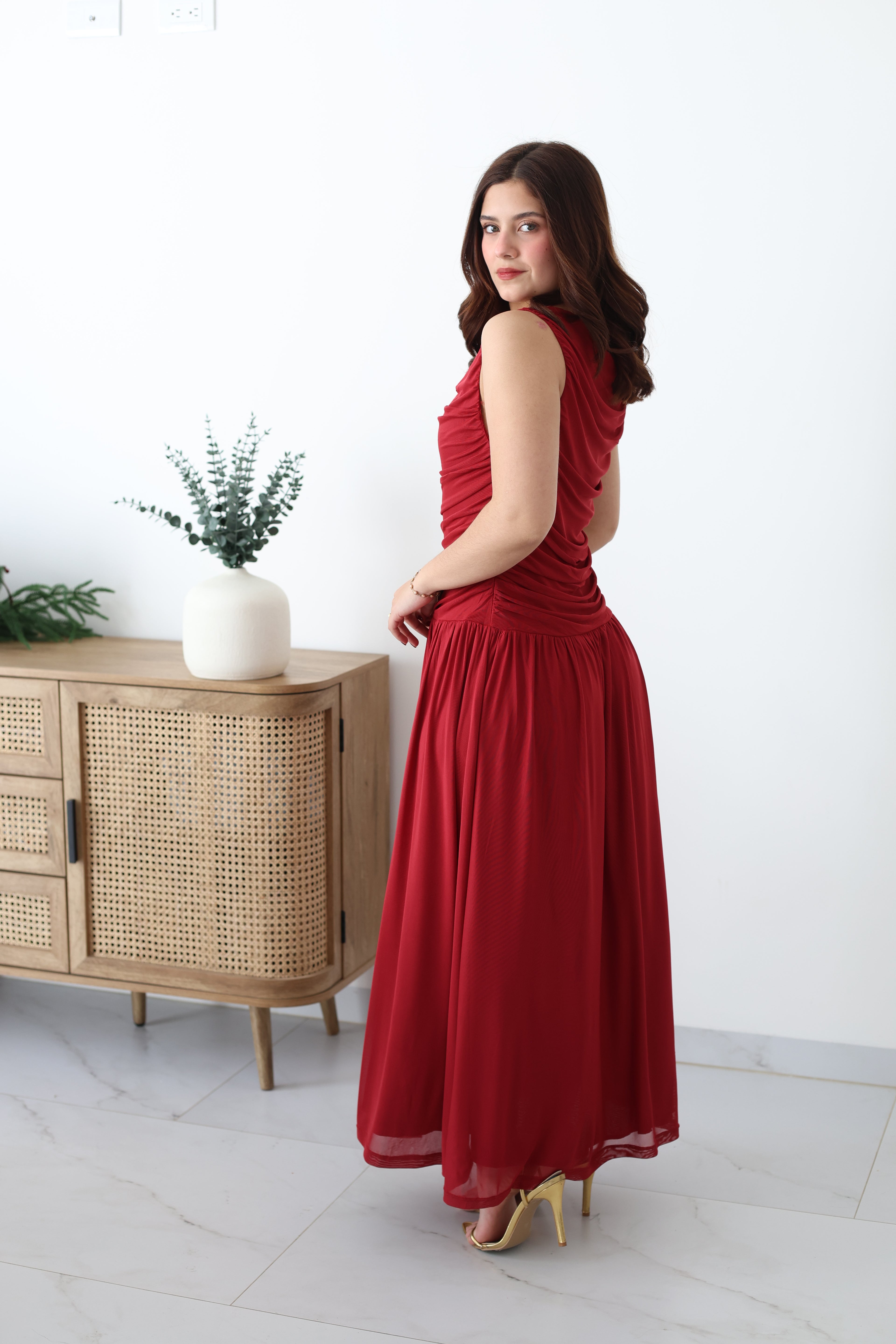 Vestido mesh corrugado