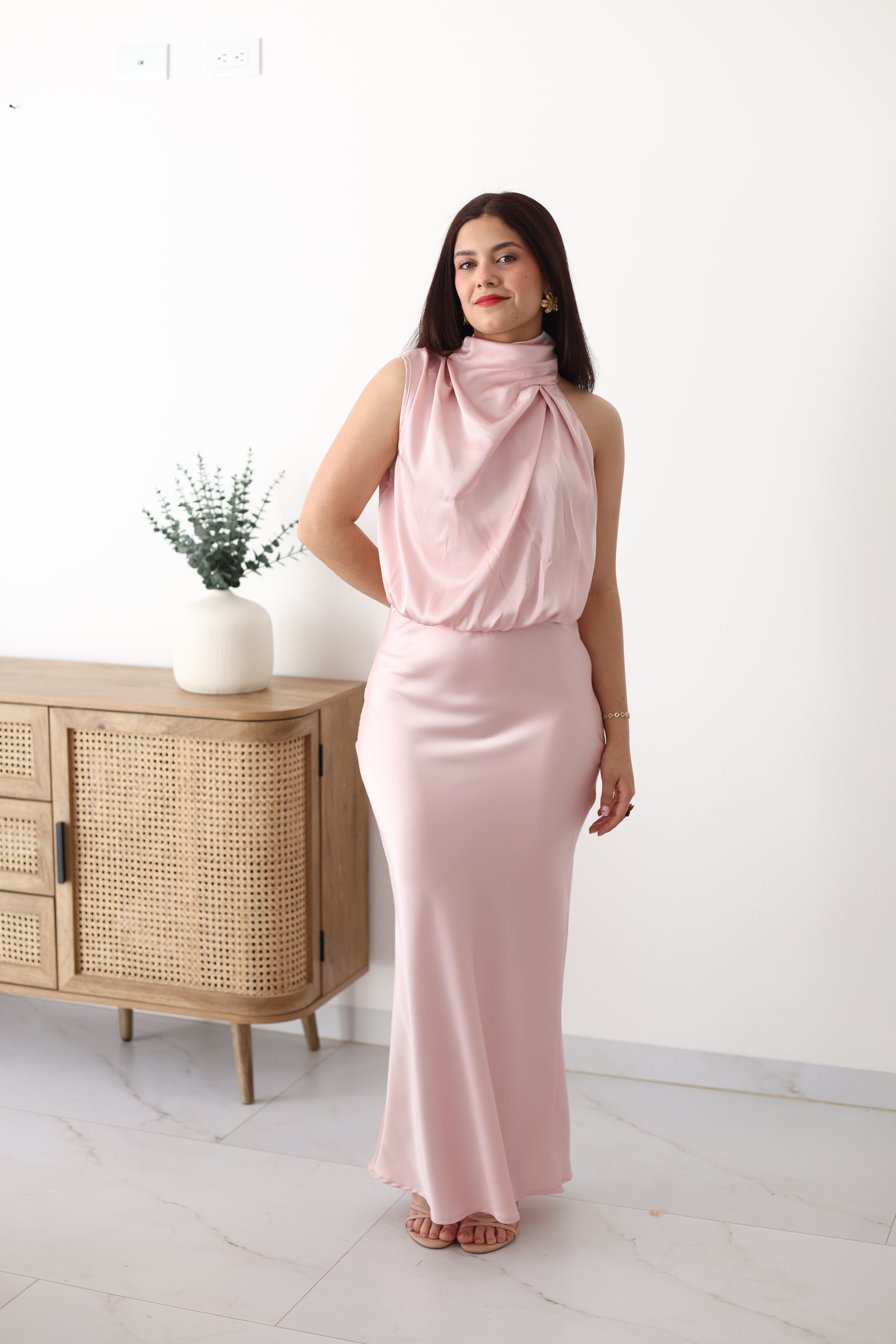 Vestido satin asimétrico